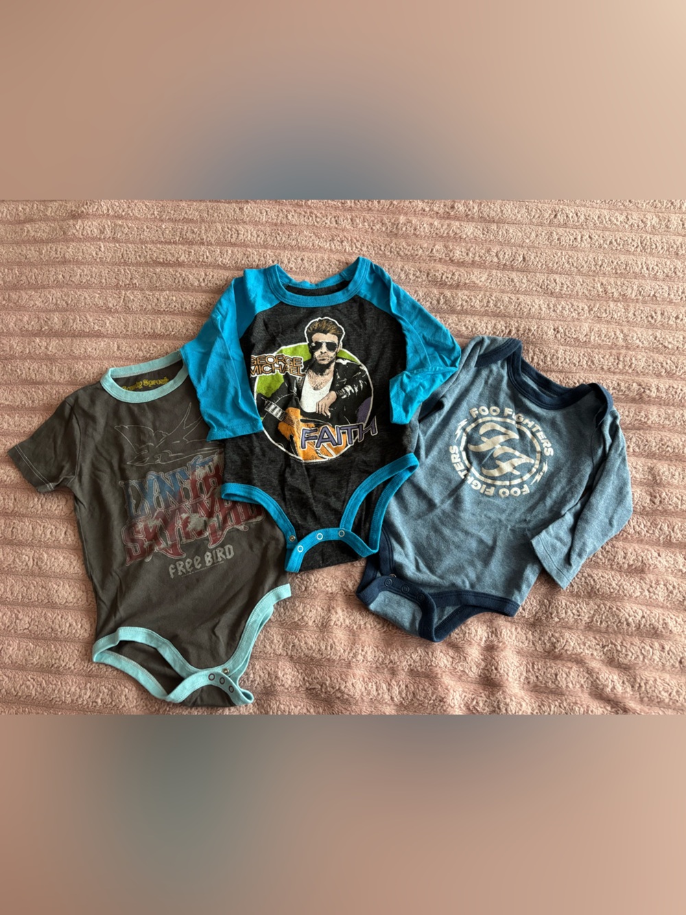 Lot of 3 Rowdy Sprout onesies - Foo Fighters, Lynyrd Skynyrd, George Michael